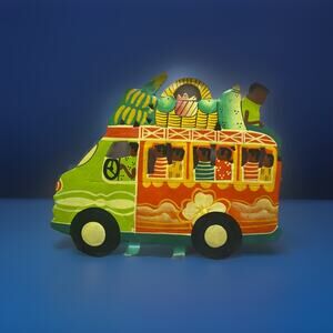 Handmade Haitian Folk Tip Tap Bus Wall Art w/ 2 Hooks from recycled steel drum